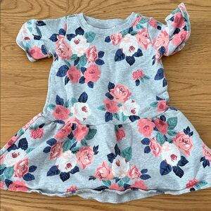 Janie and Jack Gray Dress with Pink Floral Pattern